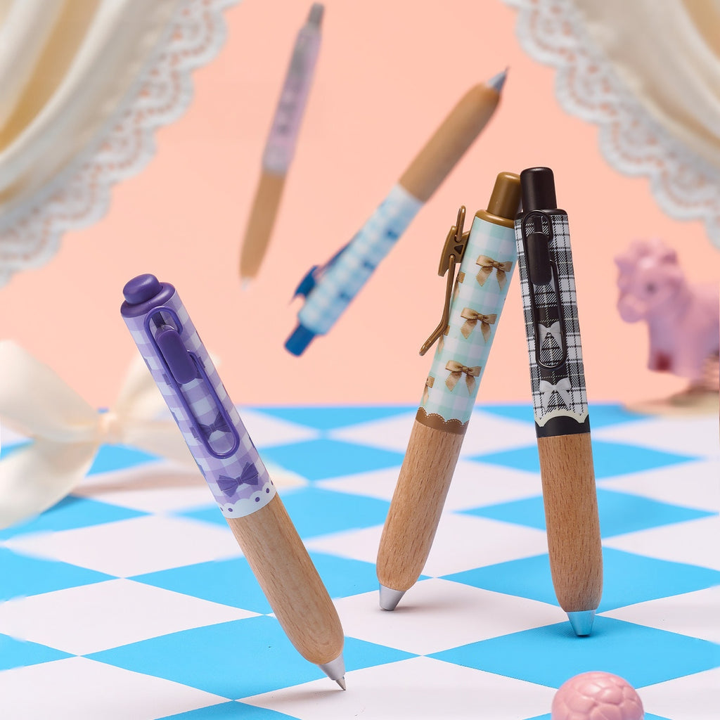 Sweet Check Wood Retractable Gel Pen - Midnight