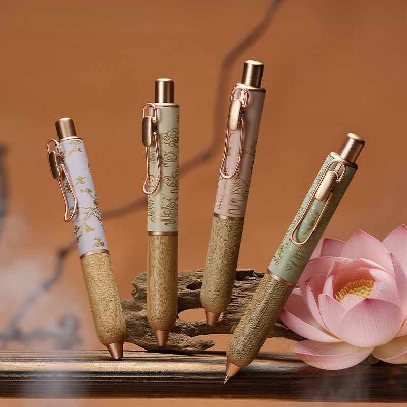 Vintage Wood Retractable Gel Pen - Cloud