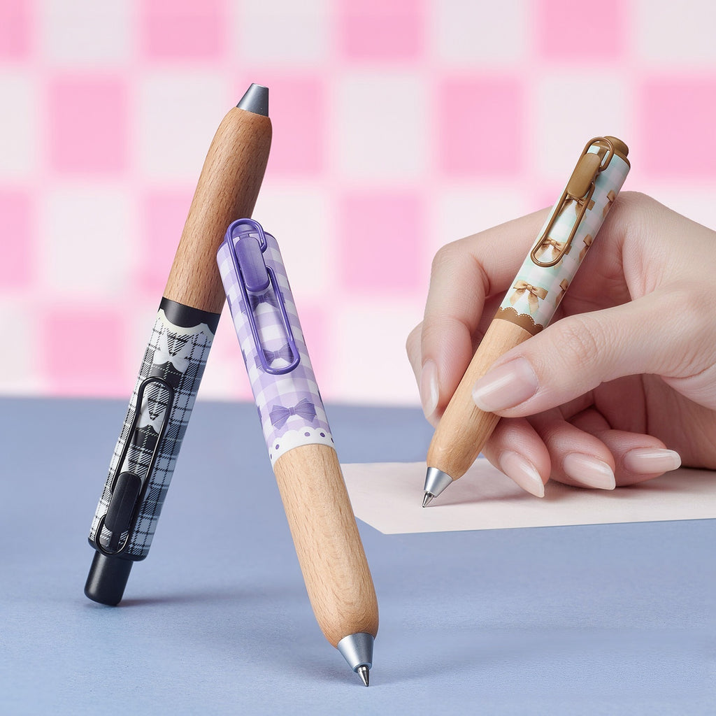 Sweet Check Wood Retractable Gel Pen - Midnight