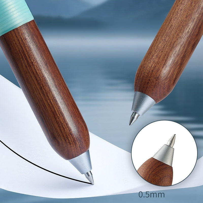 Natural Wood Retractable Gel Pen - Azure Mist