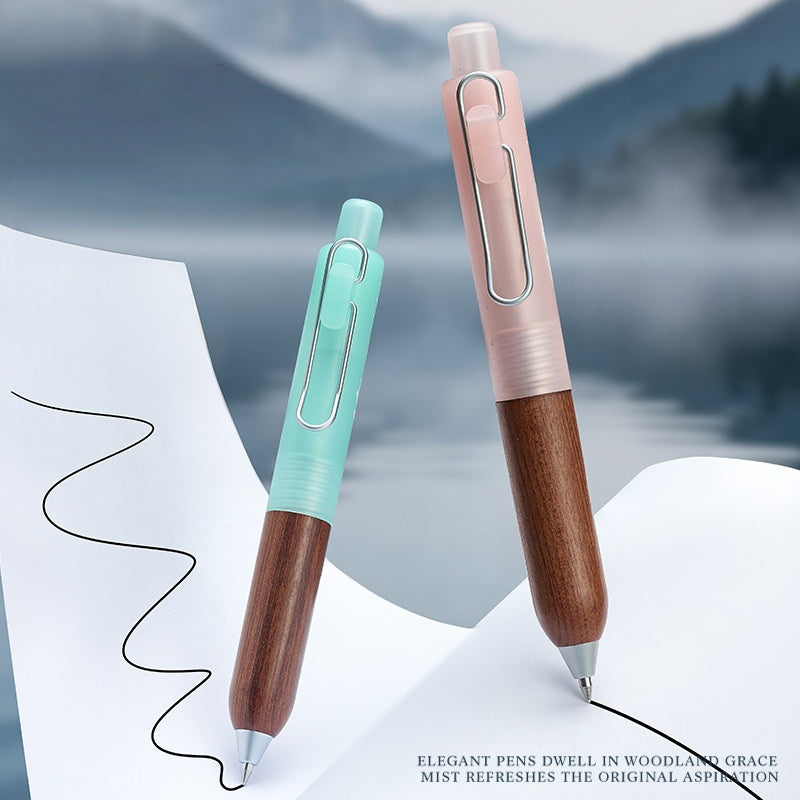 Natural Wood Retractable Gel Pen - Azure Mist