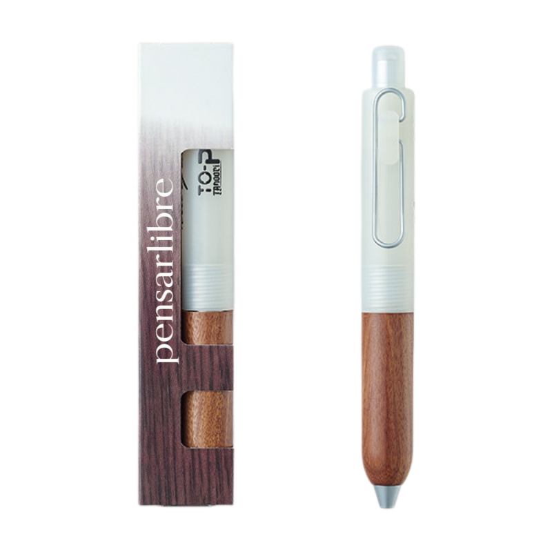 Natural Wood Retractable Gel Pen - Azure Mist
