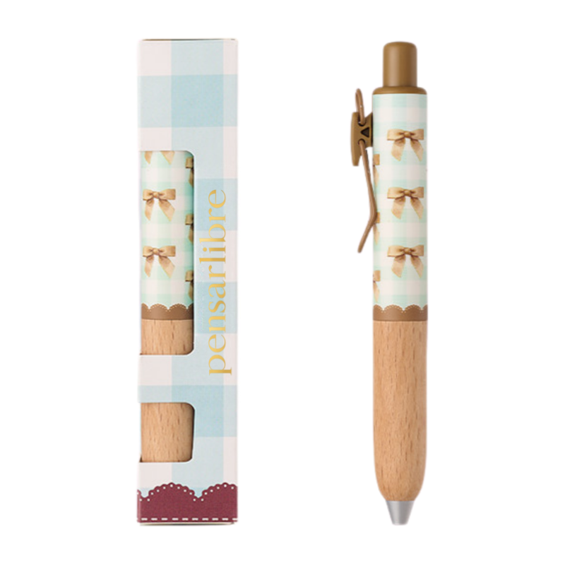 Sweet Check Wood Retractable Gel Pen - Midnight