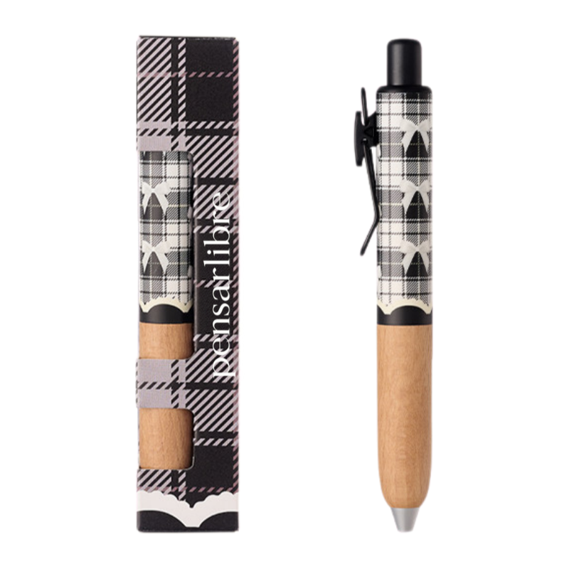 Sweet Check Wood Retractable Gel Pen - Midnight