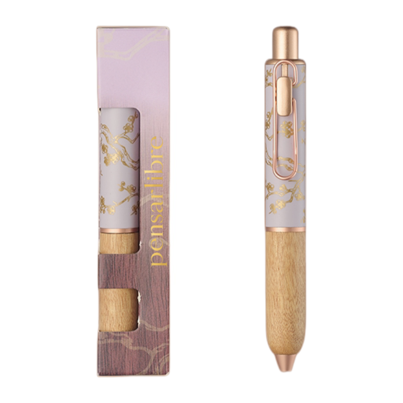 Vintage Wood Retractable Gel Pen - Cloud