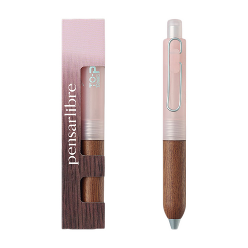 Natural Wood Retractable Gel Pen - Azure Mist