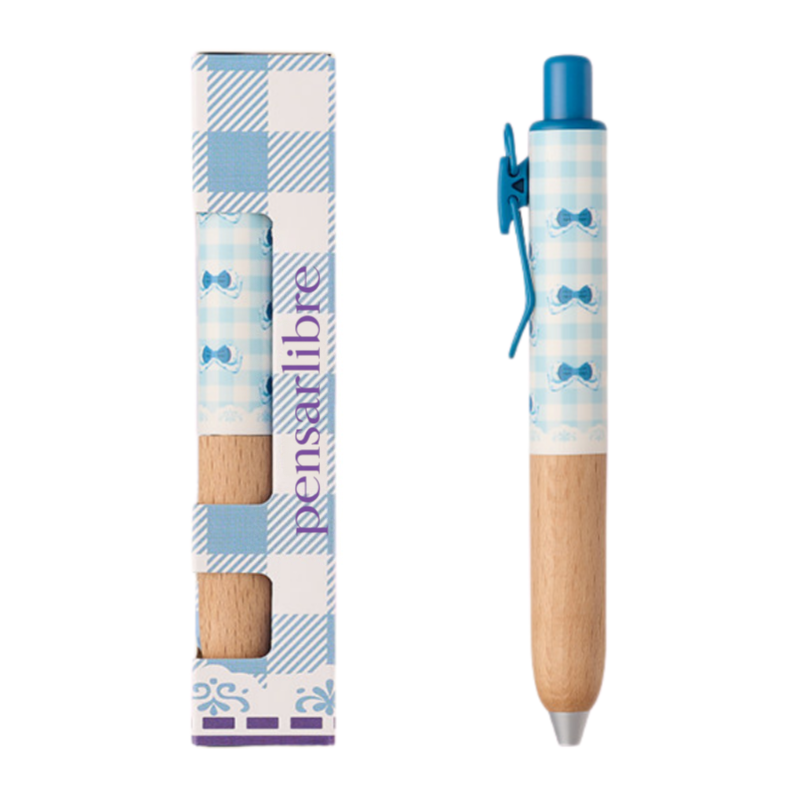 Sweet Check Wood Retractable Gel Pen - Midnight